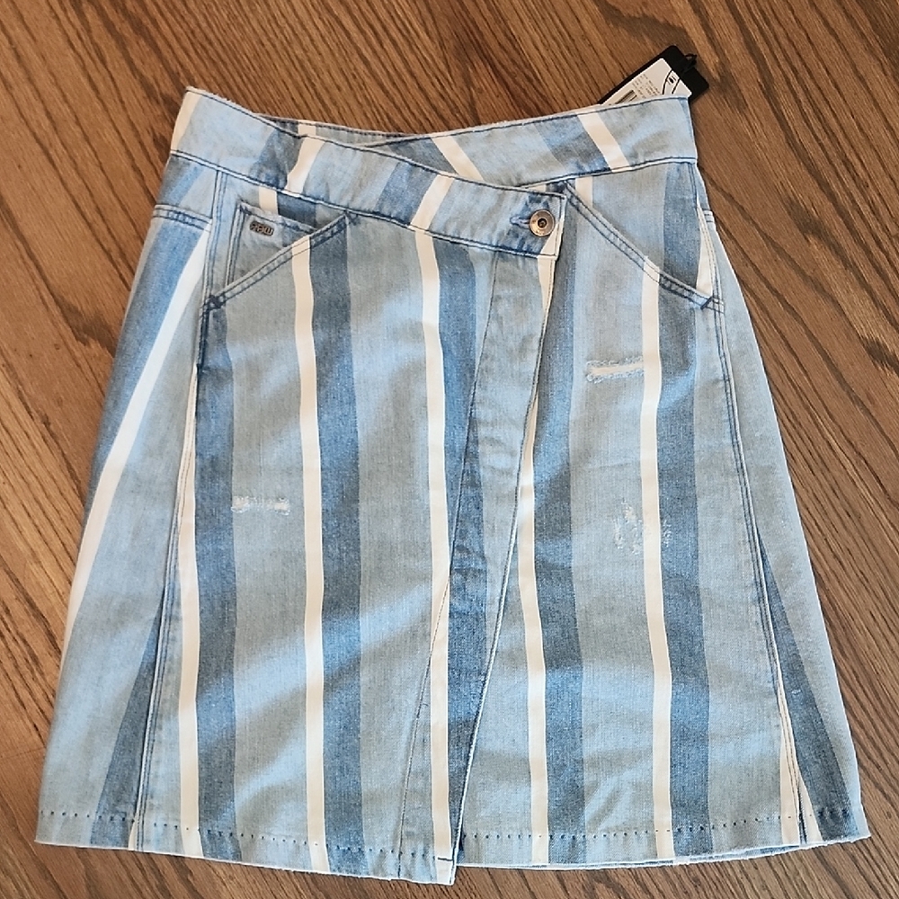 G-Star Blue and White A-line Mini Skirt